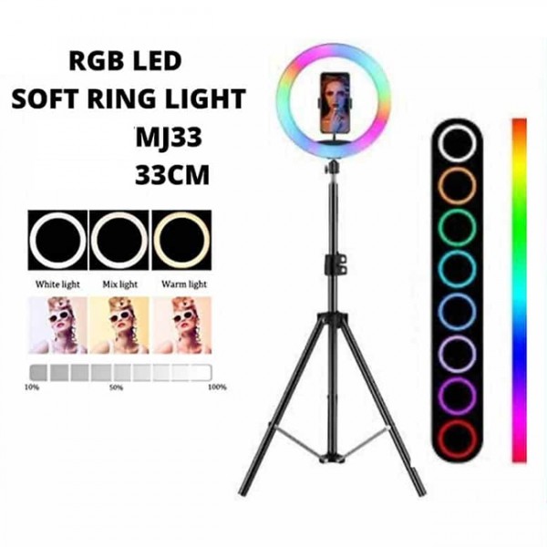 Επαγγελματικό Φωτιστικό Δαχτυλίδι Φορητό RGB 33cm με τρίποδο LED SOFT RING LIGHT MJ33